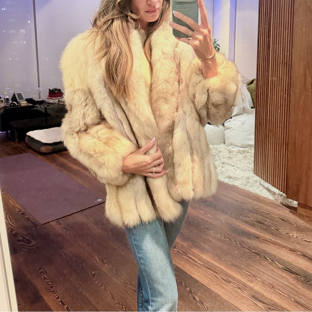 Saga Furs Cream and Light Brown Fur Ski Jacket - Picture 5 of 5